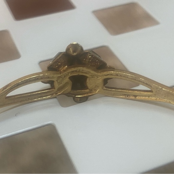 NWOT Golden Cuff Bangle Bracelet with Gemstone Embellishment - Picture 6 of 7